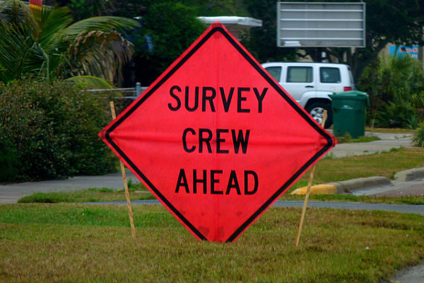 Survey crew roadsign