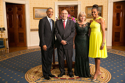 US President Barack Obama and his wife Michelle Obama host Guy Scott and his wife Dr. Charlotte Harland Scott earlier this year.