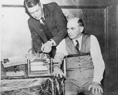 Social and behavioral scientists are getting better at determining who is telling the truth these days. Here, inventor American inventor Leonarde Keeler tests his lie-detector on a former witness in the 1935 Lindbergh baby kidnapping trial.