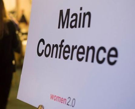 Women 2.0 conference sign