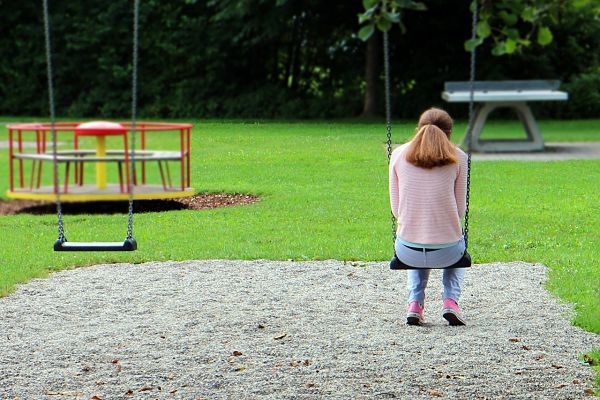 Lonely person on swings