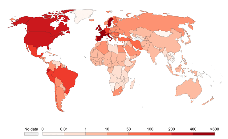 June 8 2020 COVID deaths map