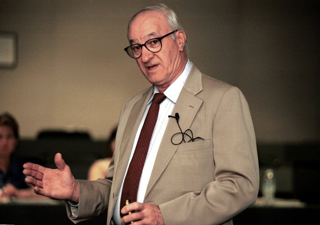 Albert Bandura teaching in a class