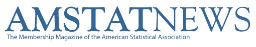 Logo for the AmStat News, the membership magazine of the American Statistical association