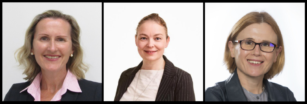 Professional headshots of Deirdre O’Loughlin, Johanna Gummerus, and Carol Kelleher.