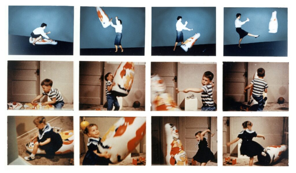 colored photographs of the Bobo Doll experiments conducted by Albert Bandura