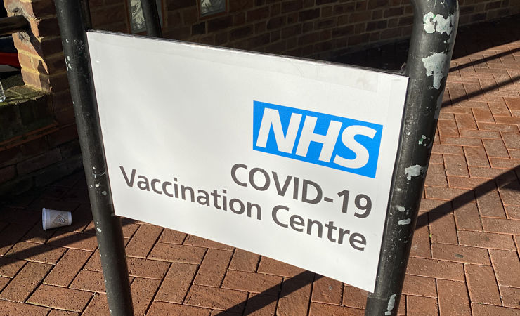 NHS vaccination centre sign