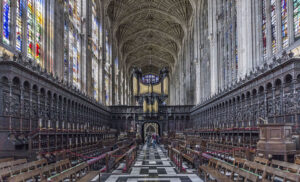 Ornate inside view of Kings College chapel