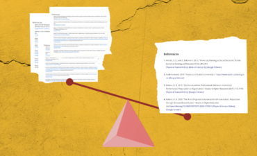 graphic shows Pages of references balancing on a fulcrum