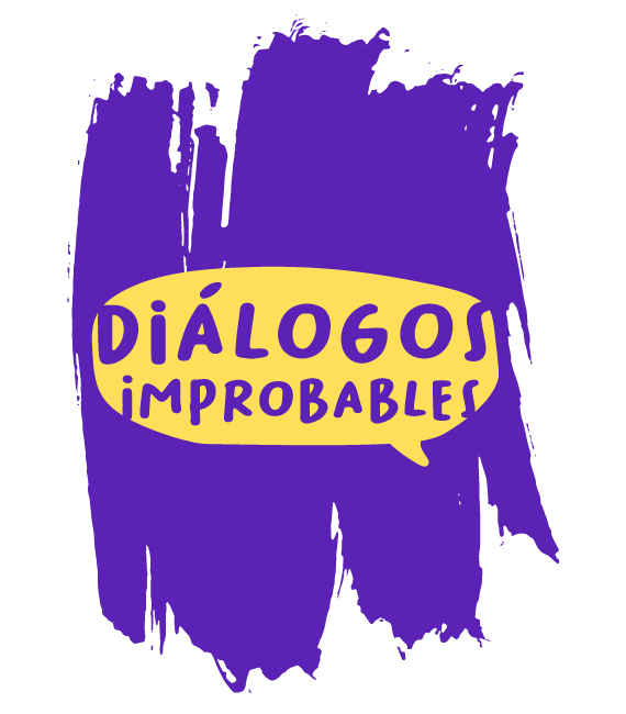 Purple and yellow logo for Diálogos Improbables