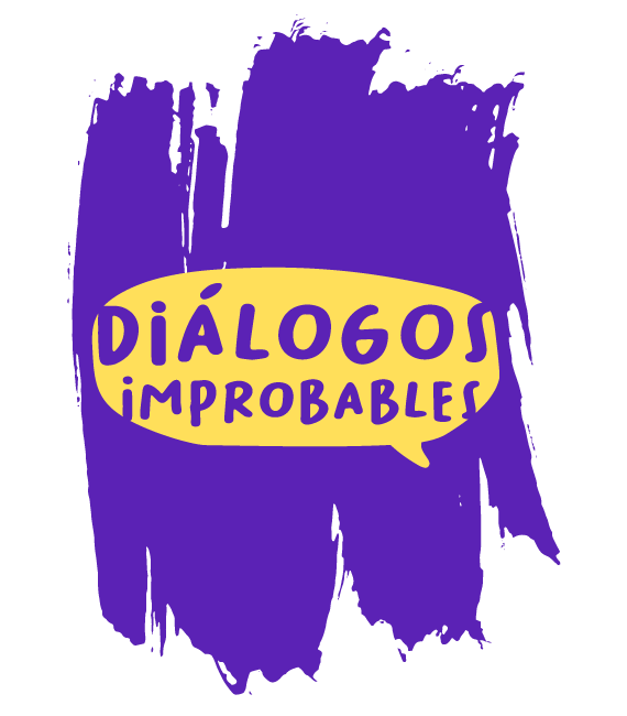 Purple and yellow logo for  Diálogos Improbables