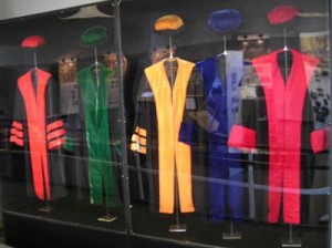 Different color academic gowns