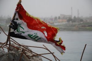 Battered Lebanese flag