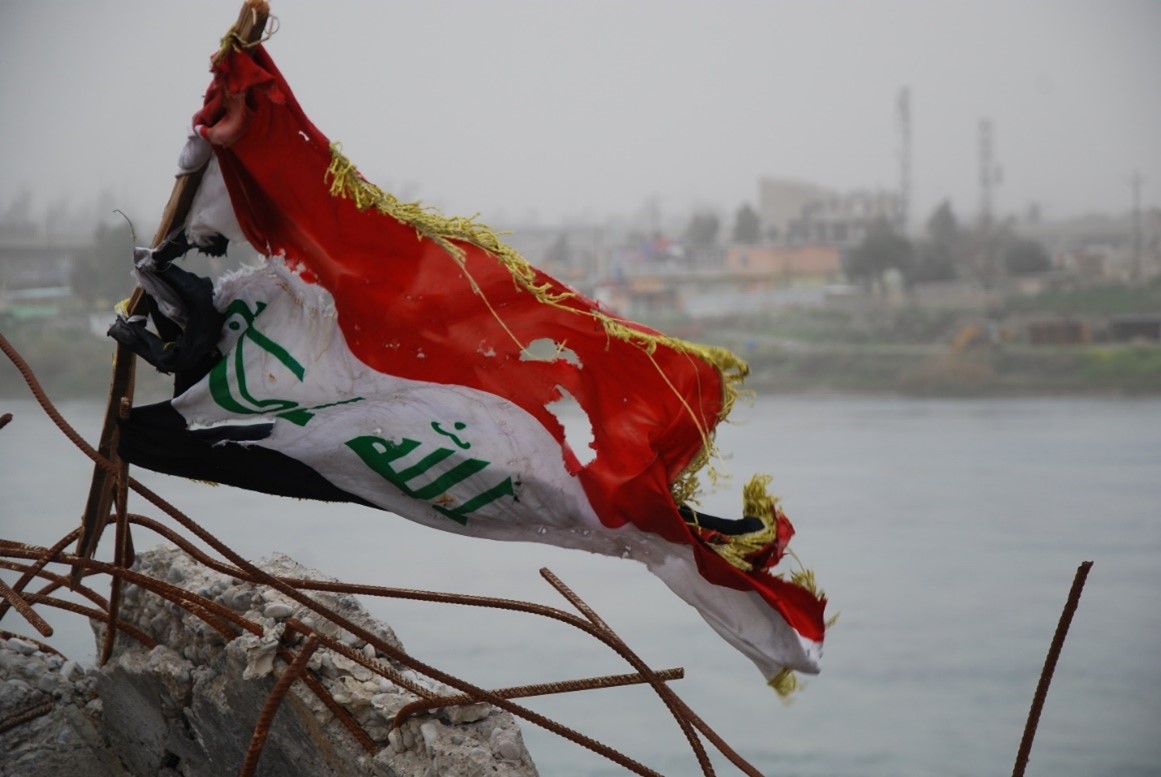 Battered Lebanese flag