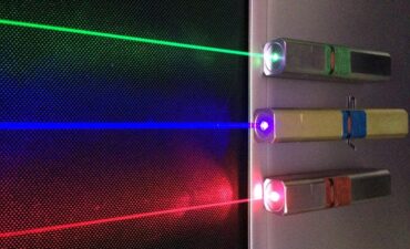 red blue and green laser beams