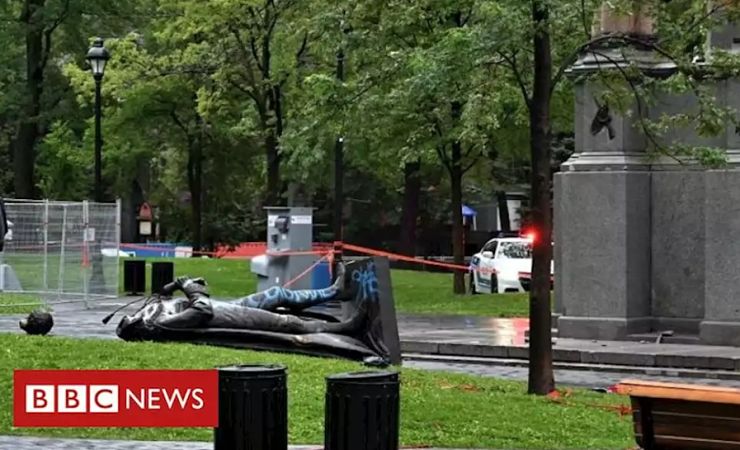 Toppled MacDonald statue on BBC