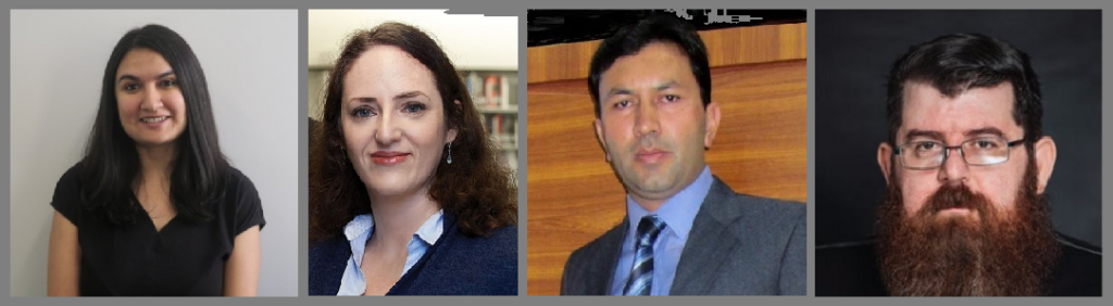 Headshots of authors Maria Hameed Khan, Mirit K. Grabarski, Muhammad Ali, and Stephen Buckmaster.