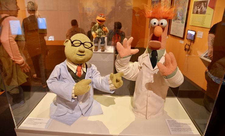 Muppet character Bunsen and Beaker at Jim Henson exhibition