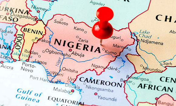 Nigeria pinpointed on map