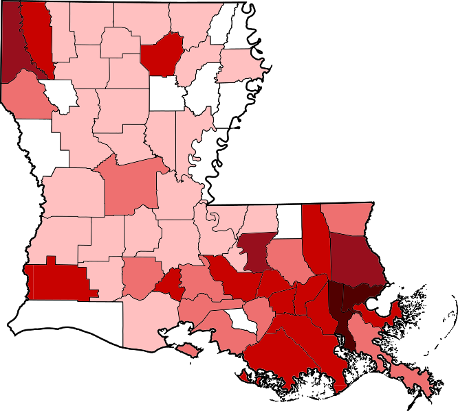 Louisiana coronavirus cases by parish