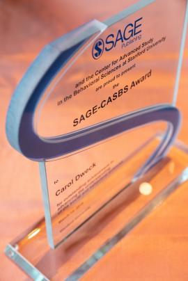 Close-up of the the physical SAGE-CASBS award