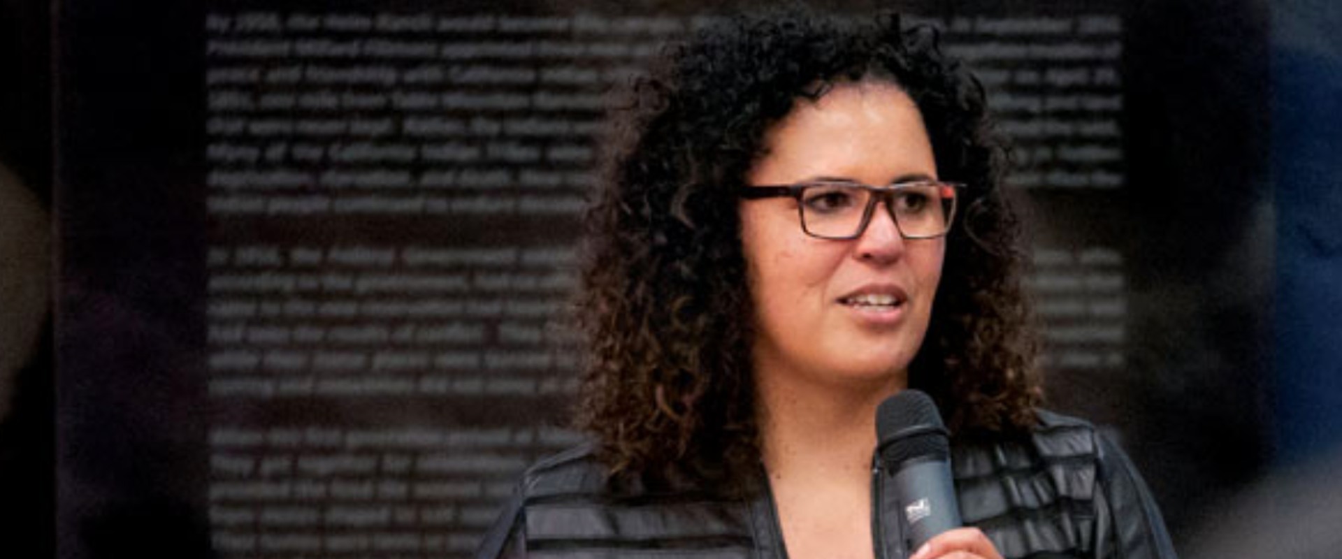 Safiya Noble speaking in front of a classroom
