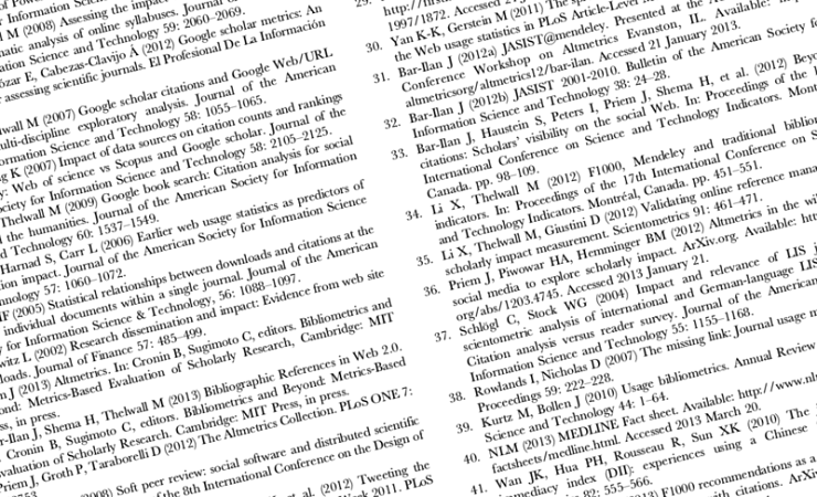 Reference page from PLOS One article showing columns of citations