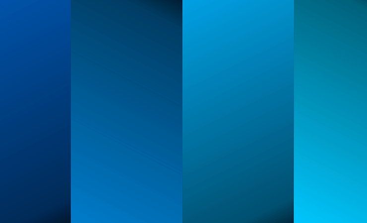 Four vertical bars of various shades of blue