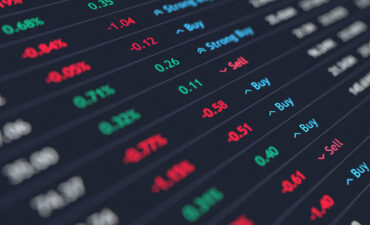 share prices on stock market screen