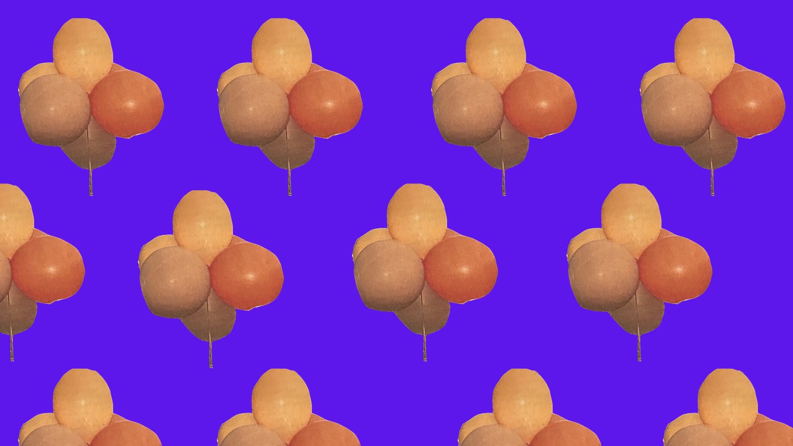 An illustration of orange balloons against a dark blue background.