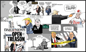 Montage of trimp and fifth avenue quote cartoons