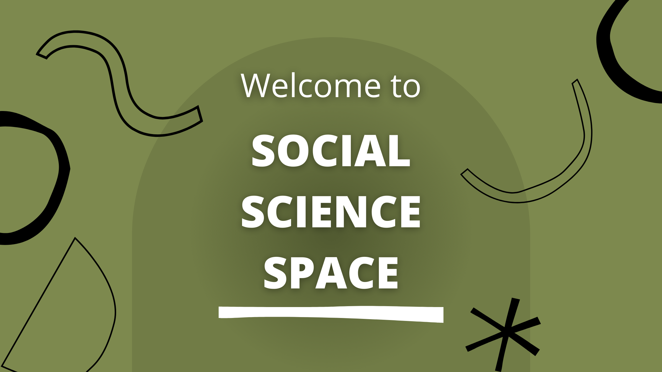 "Welcome to Social Science Space" against olive background