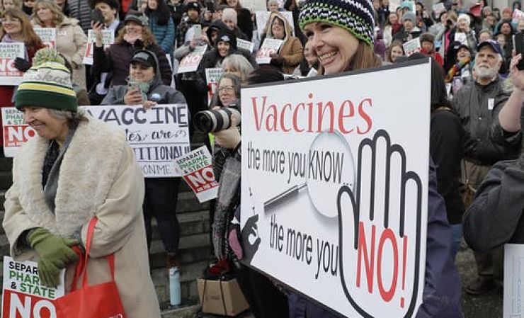 Anti-vaccination protest sign