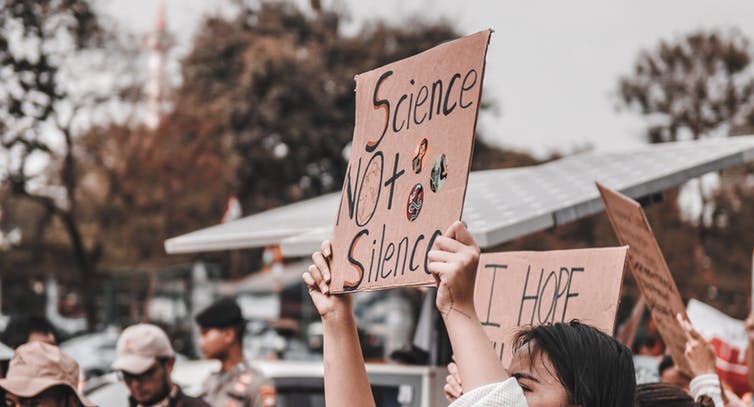 Science Protest Sign held up at rally