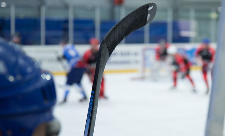 Player watches hockey game