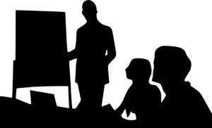 Silhouette of in-person meeting