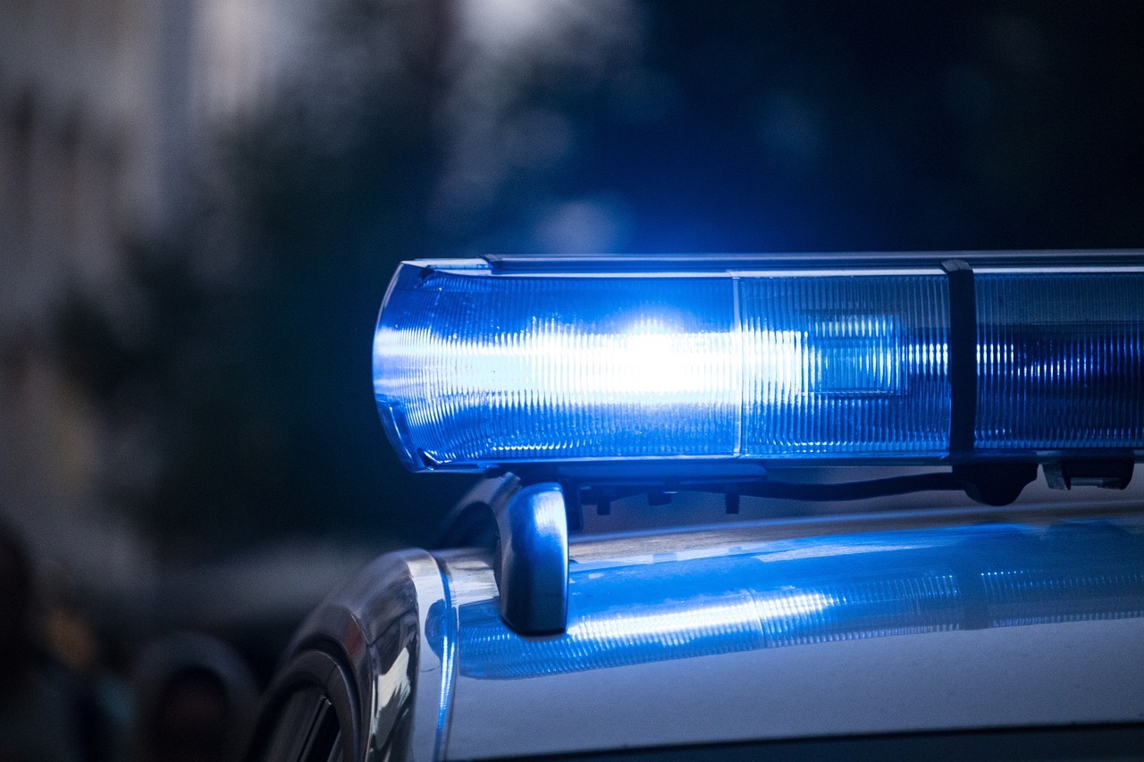 Light bar flashing on top of police car