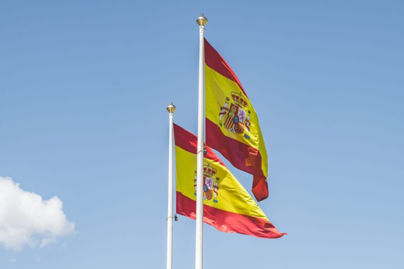 Spanish flags in the wind