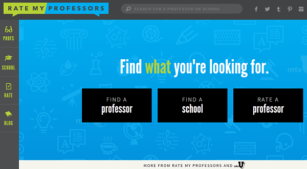 ratemyprofessor.com homepage