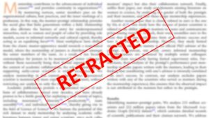 paper stamped with 'retracted' in red
