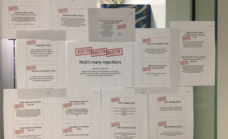 Nic Hopwood's wall of rejection letters